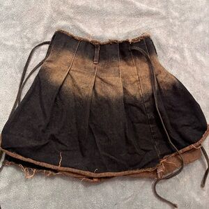 Faded denim wrap around skirt